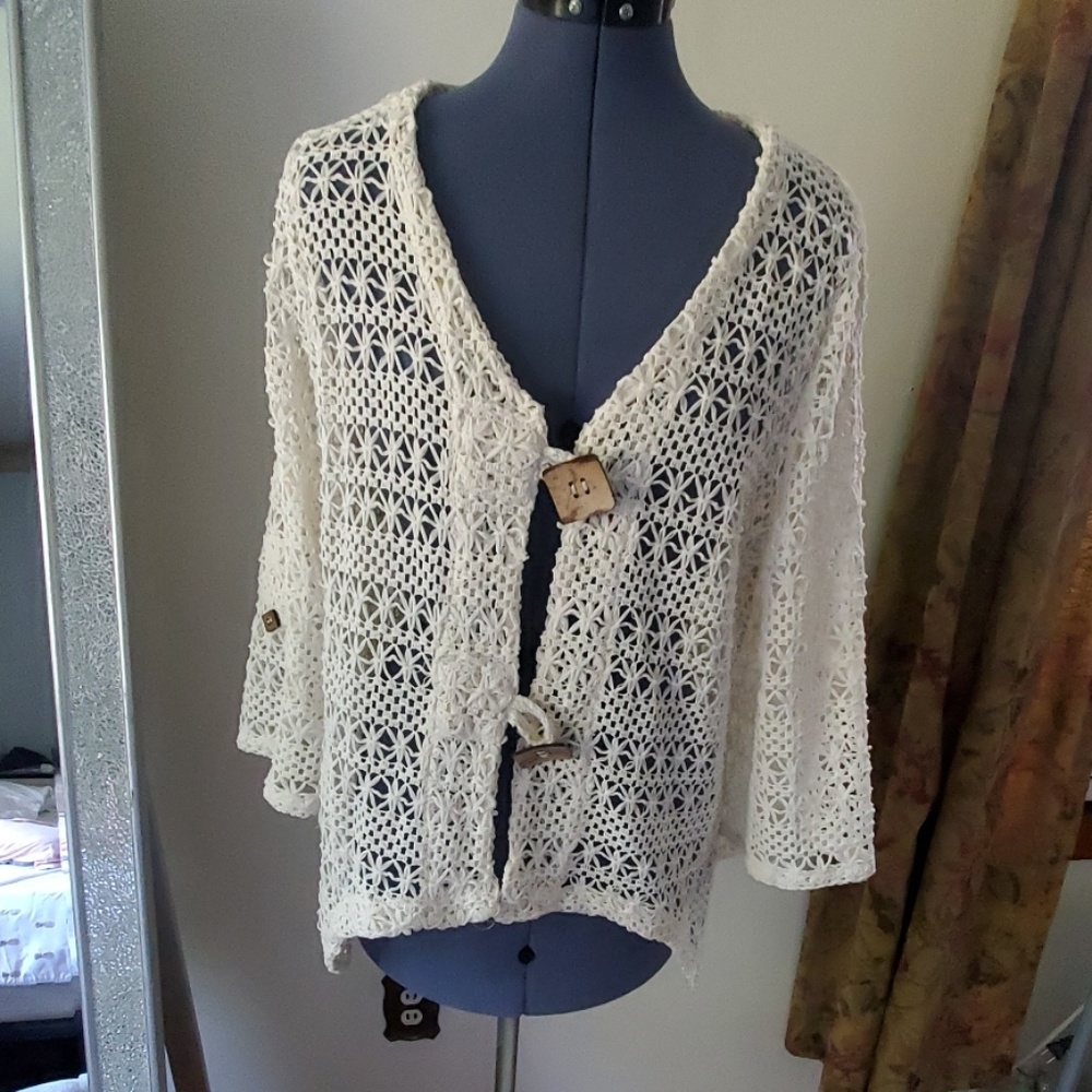 Nina Leonard 3/4 Sleeve Open Front Cardigan